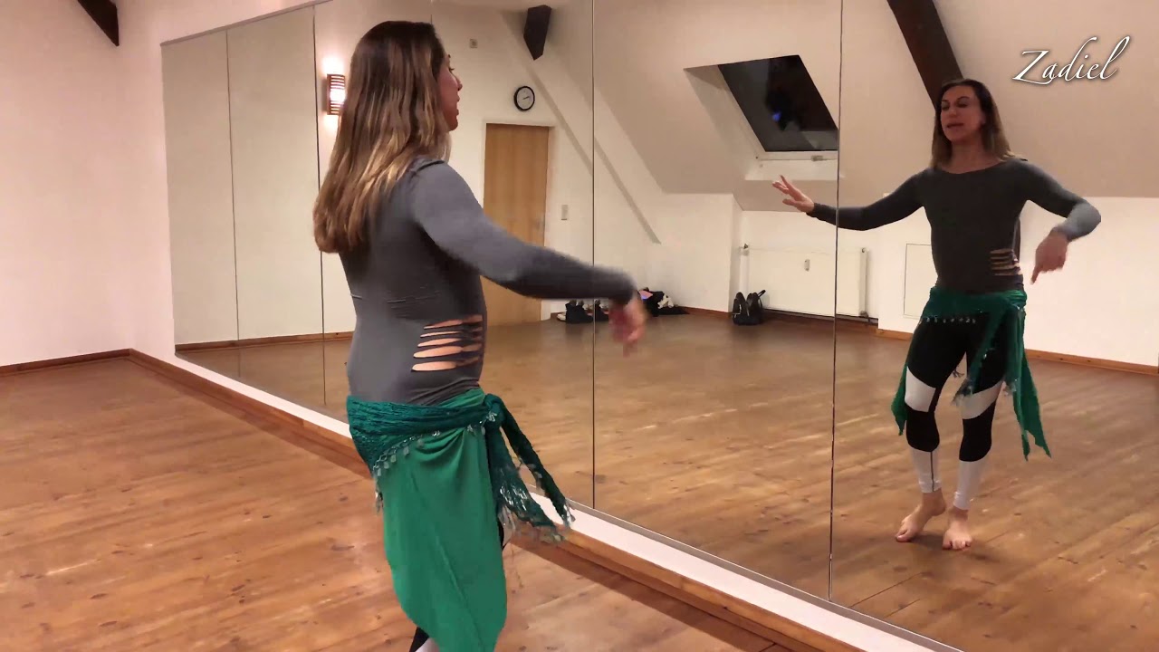 Bauchtanz lernen mit Zadiel - Kombination mit H&uuml;ftachten, Twist und Drehung (Deutsch/German)