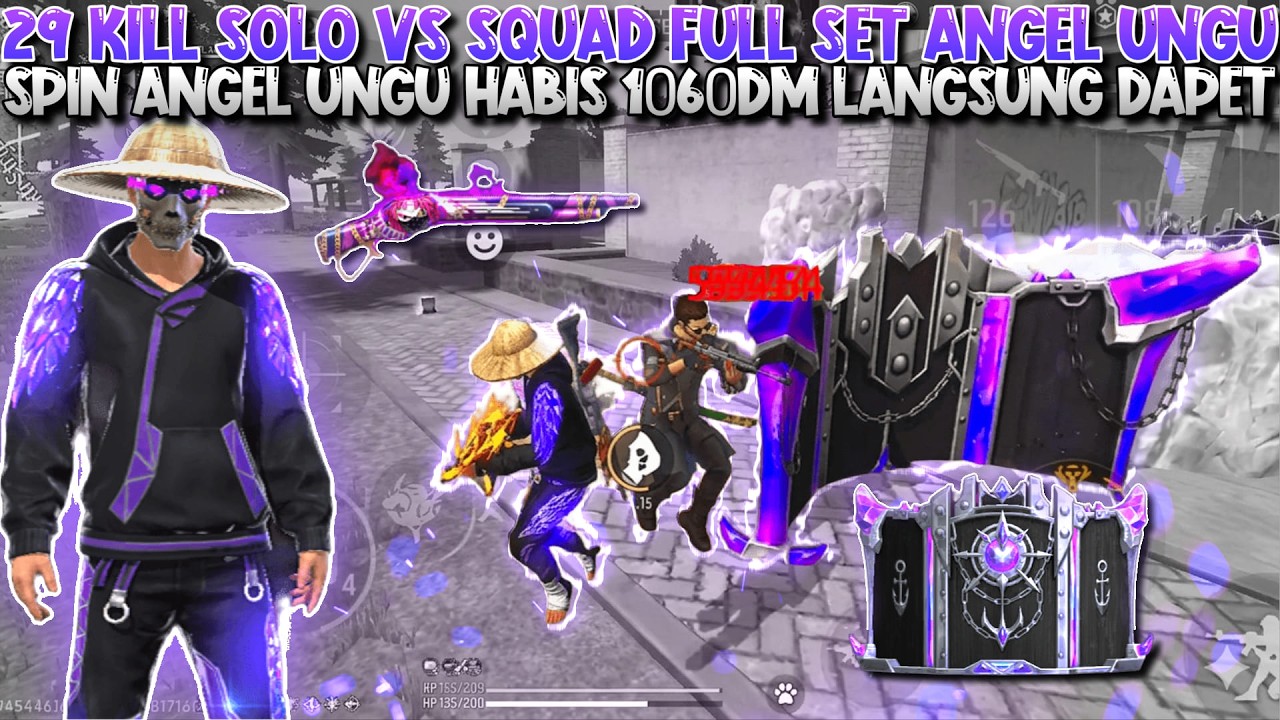 29 KILL SOLO VS SQUAD FULL ANGEL UNGU!! SPIN BUNDLE ANGEL UNGU HABIS 1060DM LANGSUNG DAPET!!