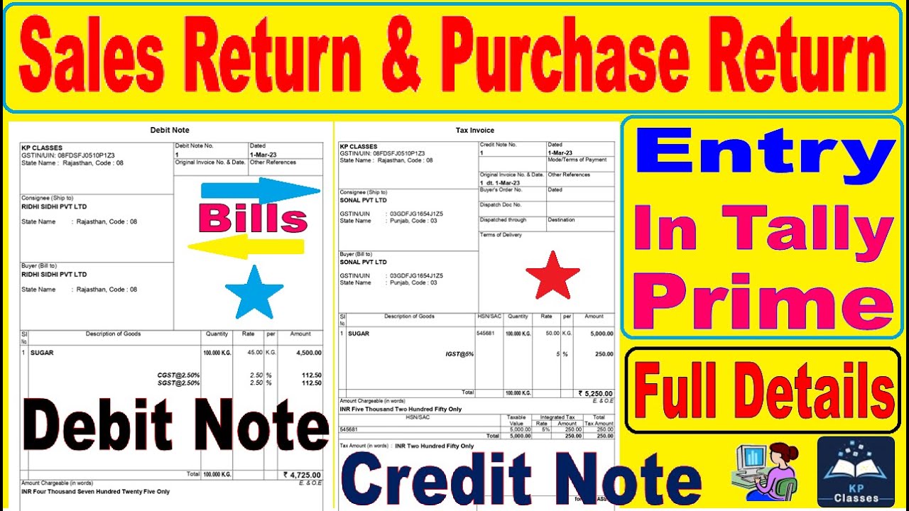 credit note and debit note entry in tally prime | Sales & Purchase Return Entry | #tallyprime #tally