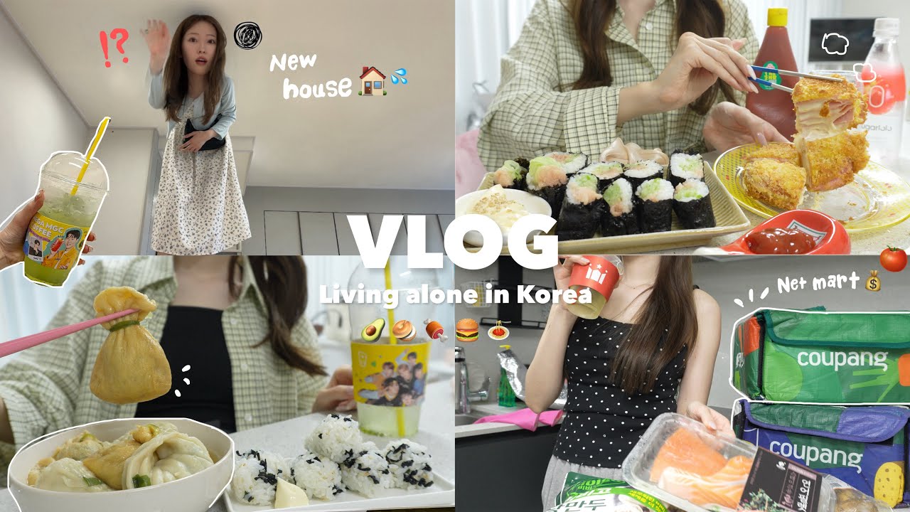 【Vlog】韓国で暮らす日本人🏠🇰🇷新居探しで人生初の内見巡り💨💦簡単ハムチーズカツ🧀きゅうりキンパ🥒深夜に揚げ物🐷