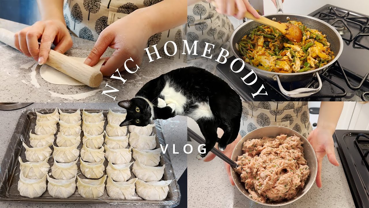 NYC Homebody Vlog | Dumpling day! Making dumplings from scratch, black pepper stir fry meal prep