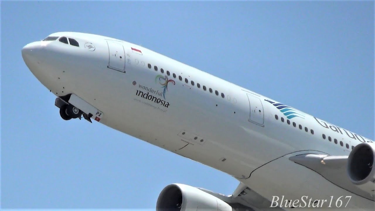 Garuda Indonesia Airlines Airbus A330-300 (PK-GPX) takeoff from KIX/RJBB (Osaka - Kansai) RWY 06R