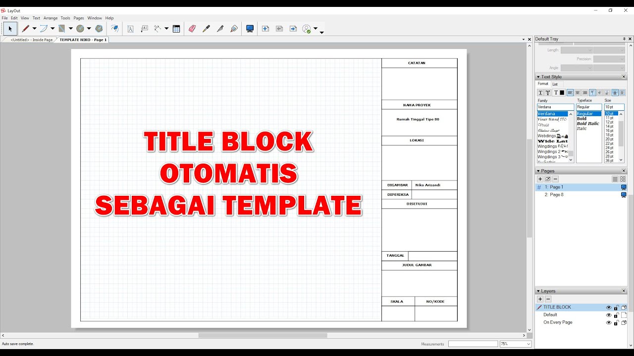Membuat Title Block dan Menyimpan sebagai Template di Layout - Sketchup