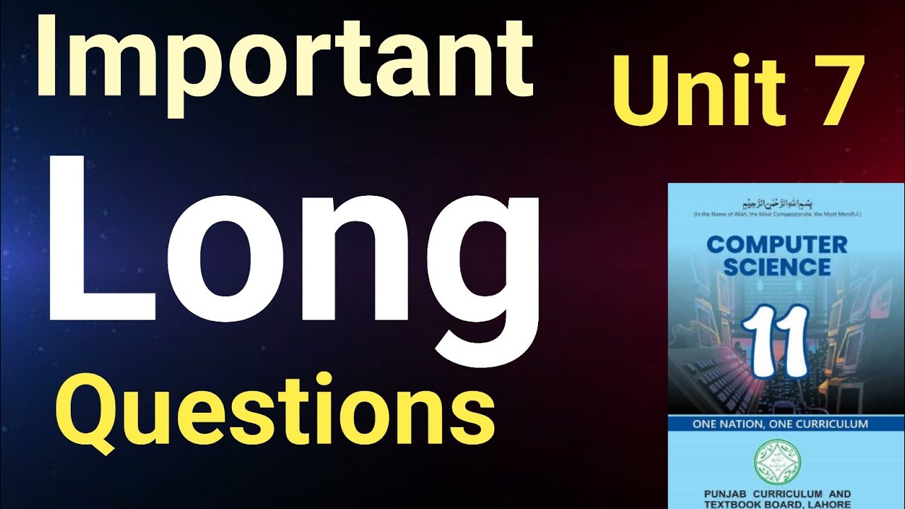 Computer Class 11 Unit 7 | Important Long questions of unit 7 For Final Exams preparation ALP 2026
