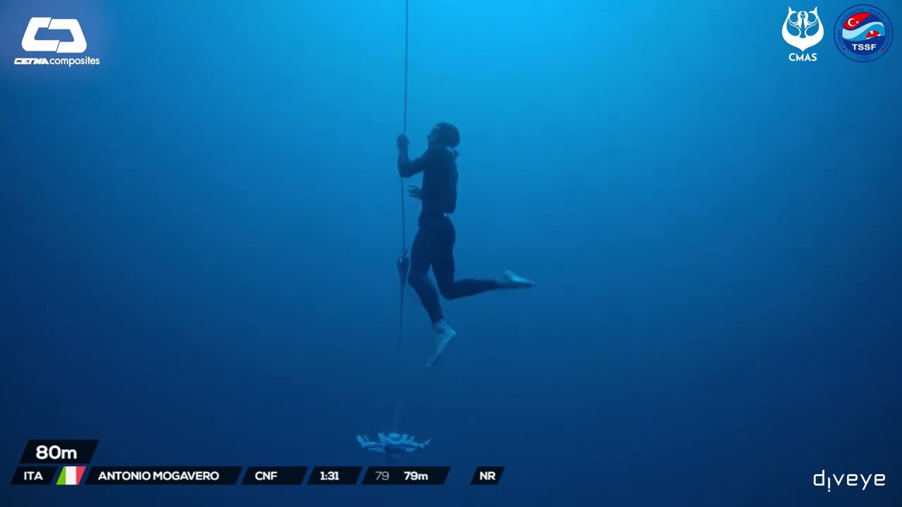 Apnea record italiano assoluto rana (No fins) -79m Antonio Mogavero