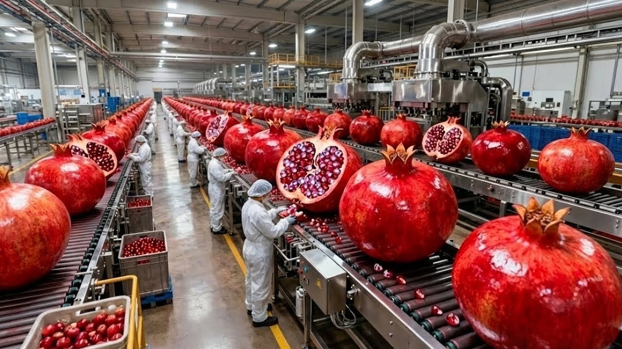 Inside a Modern Pomegranate Factory From Fresh Pomegranates to Premium Bottled Juice Full Process
