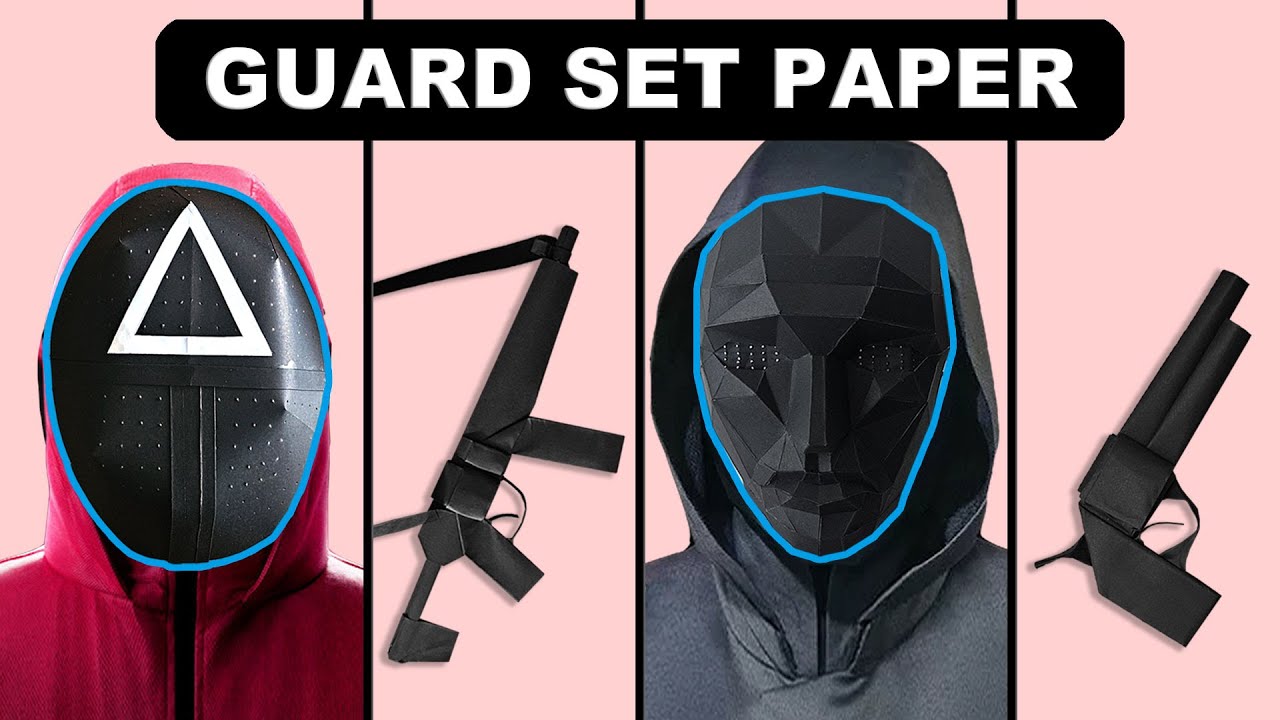 Paper Guard Set 🔼⏺️⏹️ - Tutorial l How to make origami Squid Game l  Mask l Paper Gun