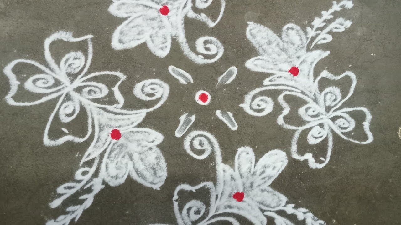 (1) 9*1 pulli kolam # kurinji malar rangoli design
