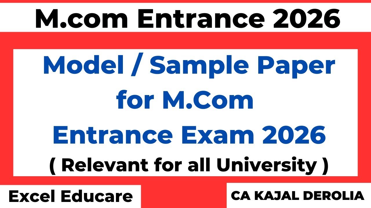 Model Paper for M.com Entrance 2026 | M.com Entrance 2026 | Odisha PG | CPET | HPU | JMI | CUET |