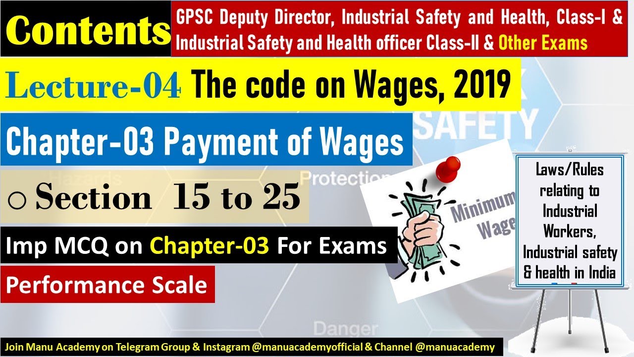 Lecture-04 I Chapter 03 Payment of Wages of The code on Wages 2019 I Imp MCQ on Minimum Wages #Wages