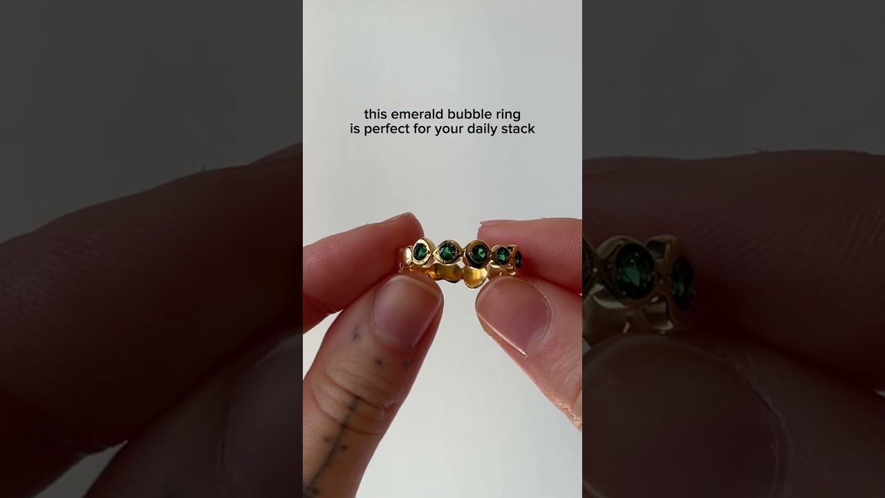 Emerald Bubble Band 💚 Natural Emerald Ring | May Birthstone Gold Ring  #adinastone