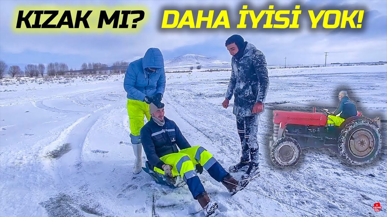 KÖYDE TRAKTÖR KIZAĞI YAPTIK 2. MF 135 İLE KAYAN KAYANA. EXTREM TRACTOR SLED.