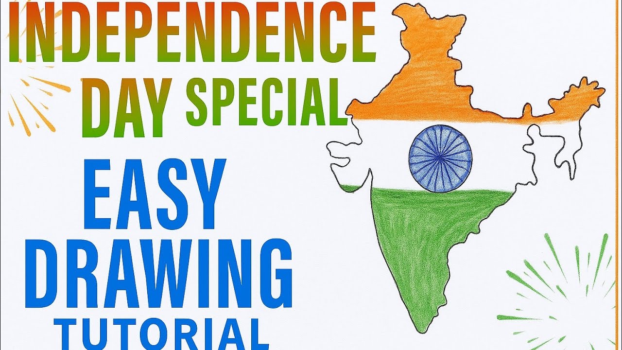 Independence Day Drawing / Indian Map Easy Drawing Tutorial / Indian Flag Drawing 