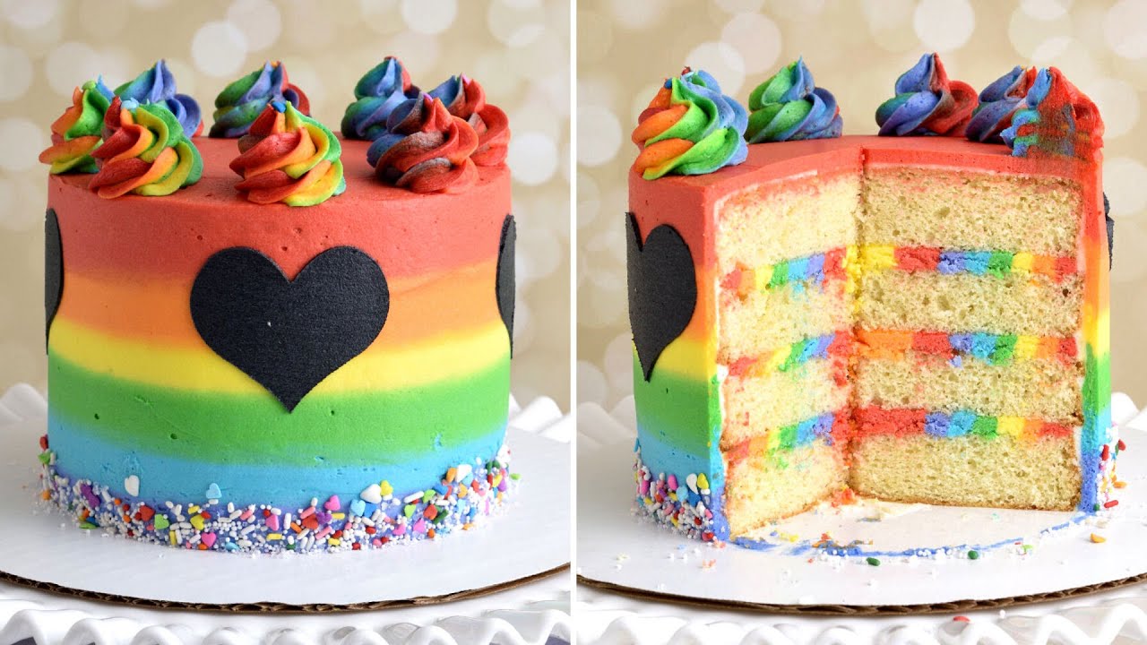HOW TO MAKE BUTTERCREAM RAINBOW CAKE with homemade sprinkle mix