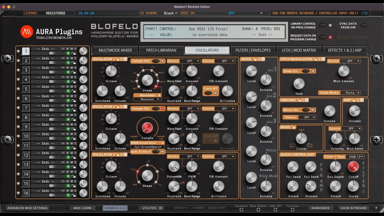 Waldorf Blofeld Editor - Setup and Configure