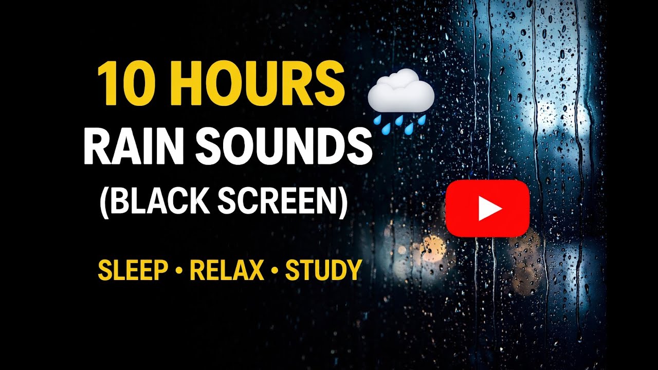 10 HOURS Rain Sounds for Sleep (Black Screen) • Deep Sleep • Relax • Study