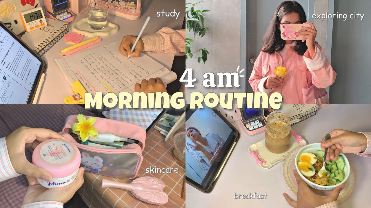 4 am morning routine🥞✨Study vlog 📚| coffee, note taking, exploring Sylhet🇧🇩🫧