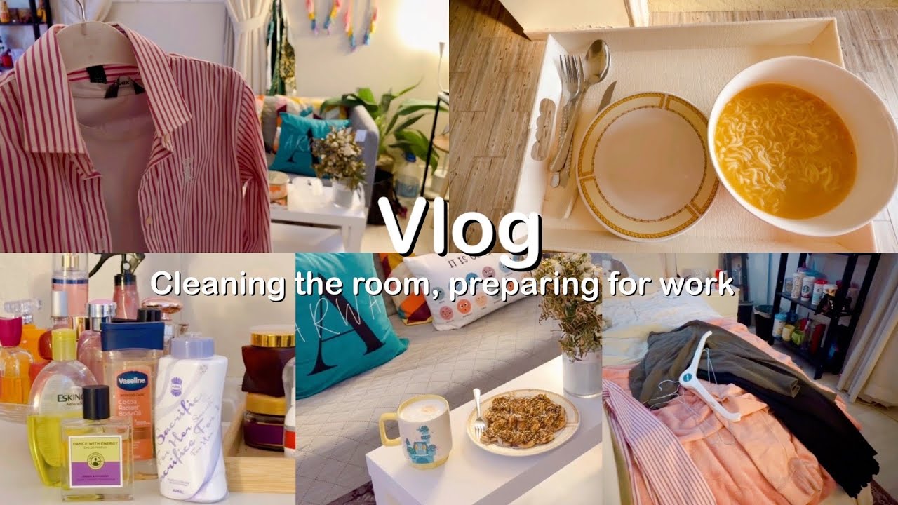 #فلوق •تنظيف الغرفه •طبخ •قهوه •التجهيز للعمل 👩🏻‍💻🤍 | Cleaning the room and preparing for work #vlog