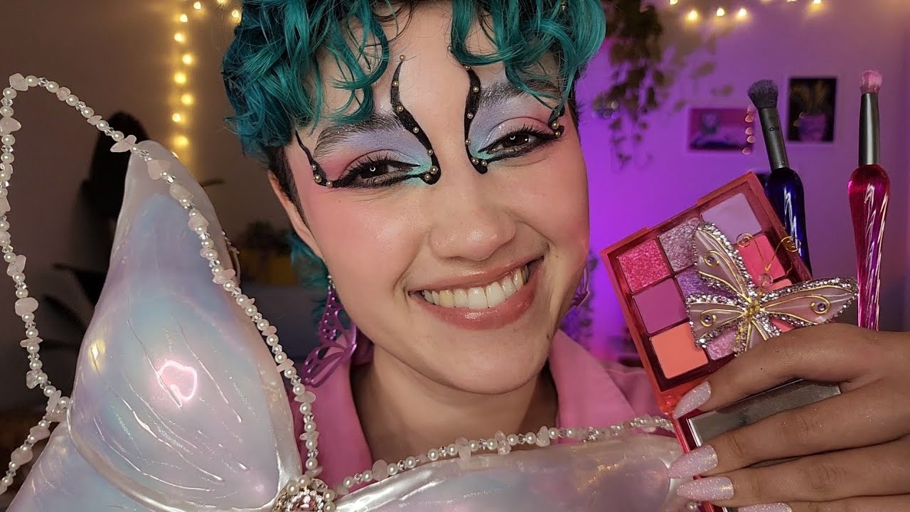 ASMR Doing Your Chappell Roan Butterfly Makeup 🦋(personal attention, whispered roleplay, sleep aid)