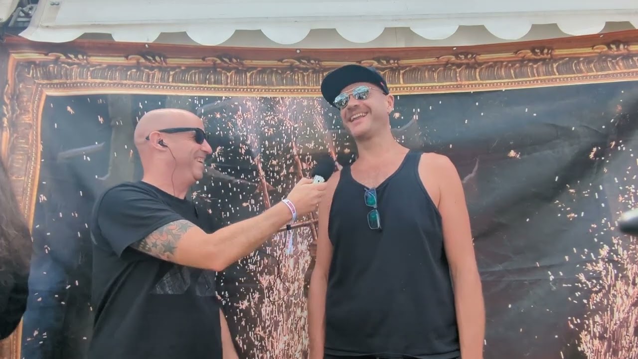 Adam from Kilswitch Engage chats with Neil Jones at Bloodstock 2023