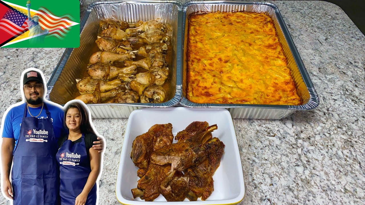 BAKE MACARONI AND CHEESE WITH BAKE CHICKEN AND PORK