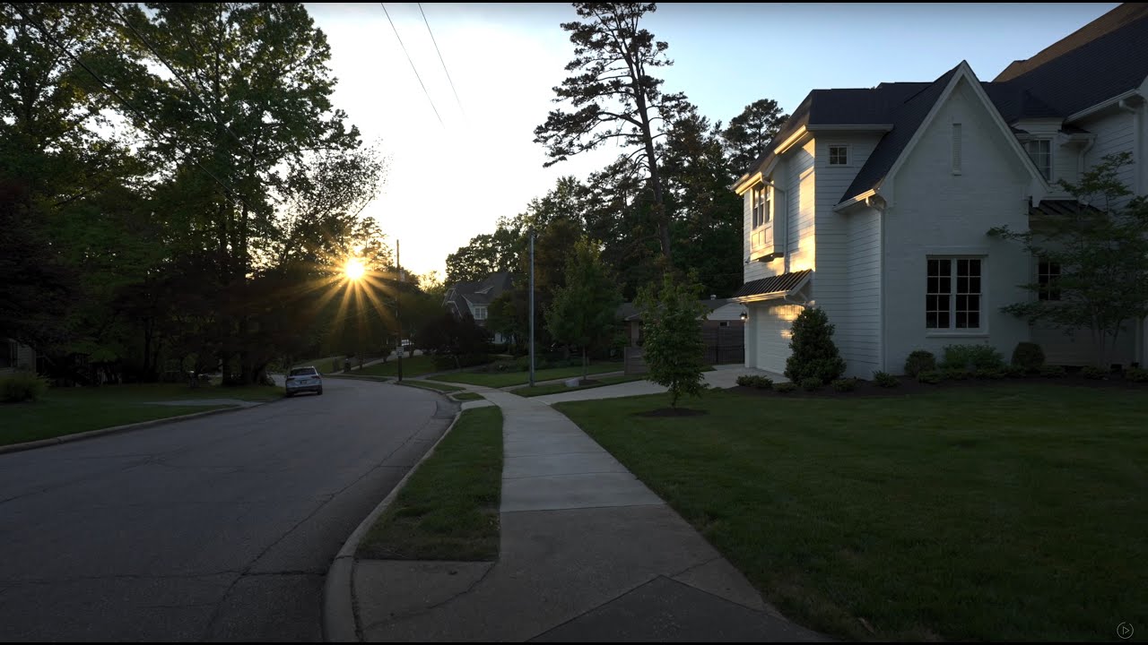 Walking Through Quiet US Neighborhoods as the Sun Sets Gently | Nature Sounds for Sleep and Study