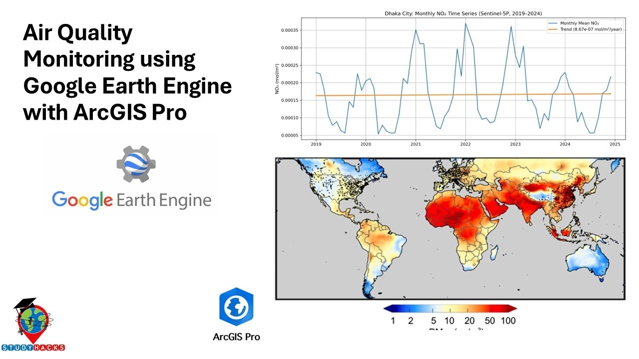 Air Quality Monitoring using Google Earth Engine with ArcGIS Pro || How to use ArcGIS pro with GEE