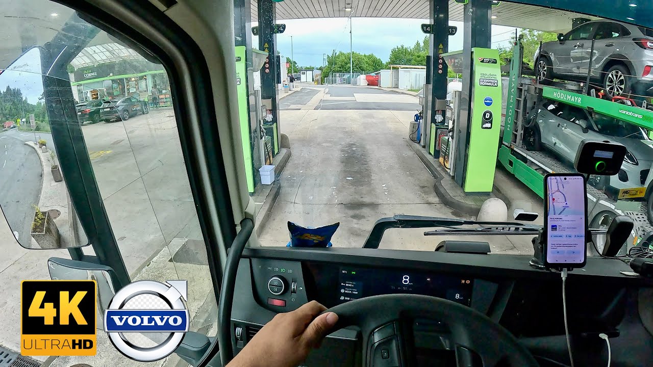  POV: Truck Driving to the Fuel Station | Refueling a Semi Truck | Volvo FH