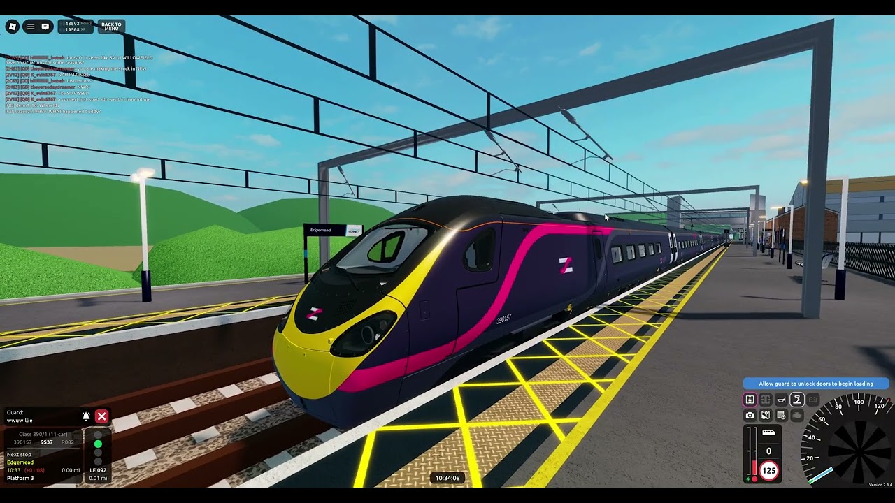 Roblox SCR v2.3.4 R082 Westwyvern➡️Stepford Central Via Morganstown (Class 390/1 (11-Car))