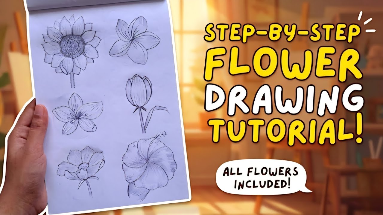 6 Cool Art ideas |Easy Flower drawing for Beginners guide| Step byStep @CurvFold 