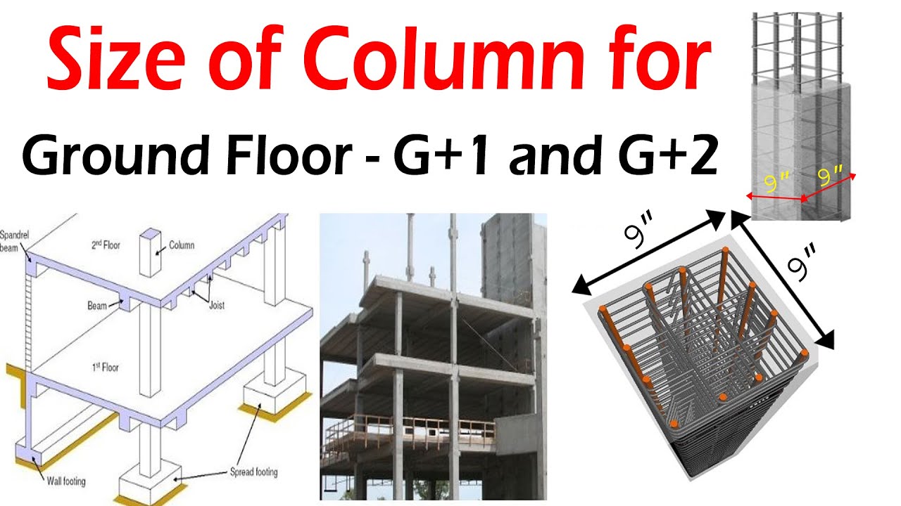 Size of Column for Ground Floor - G+1 and G+2 Domestics Building | Standard Size of Column for House