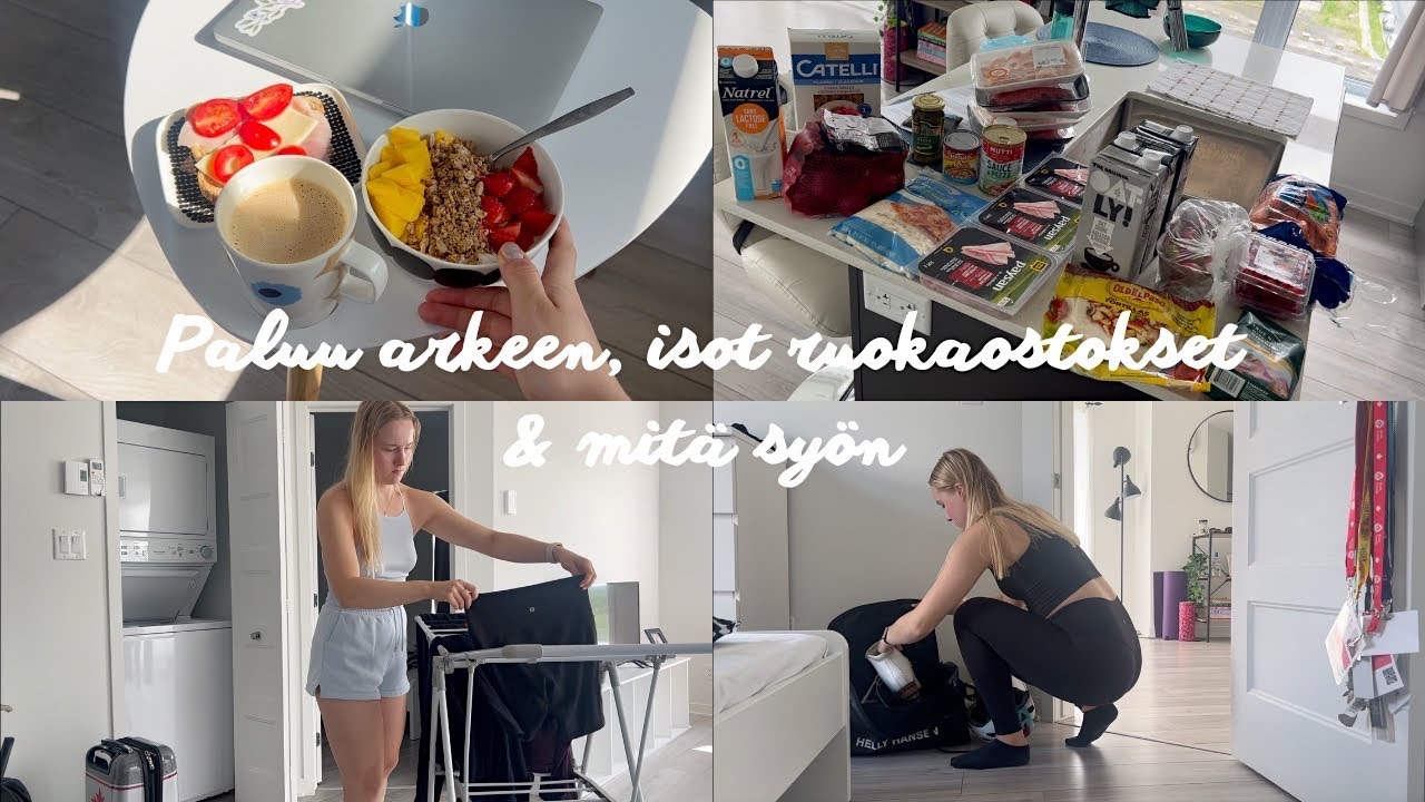 Paluu arkeen, isot ruokaostokset & mitä syön | 2 päivän vlogi