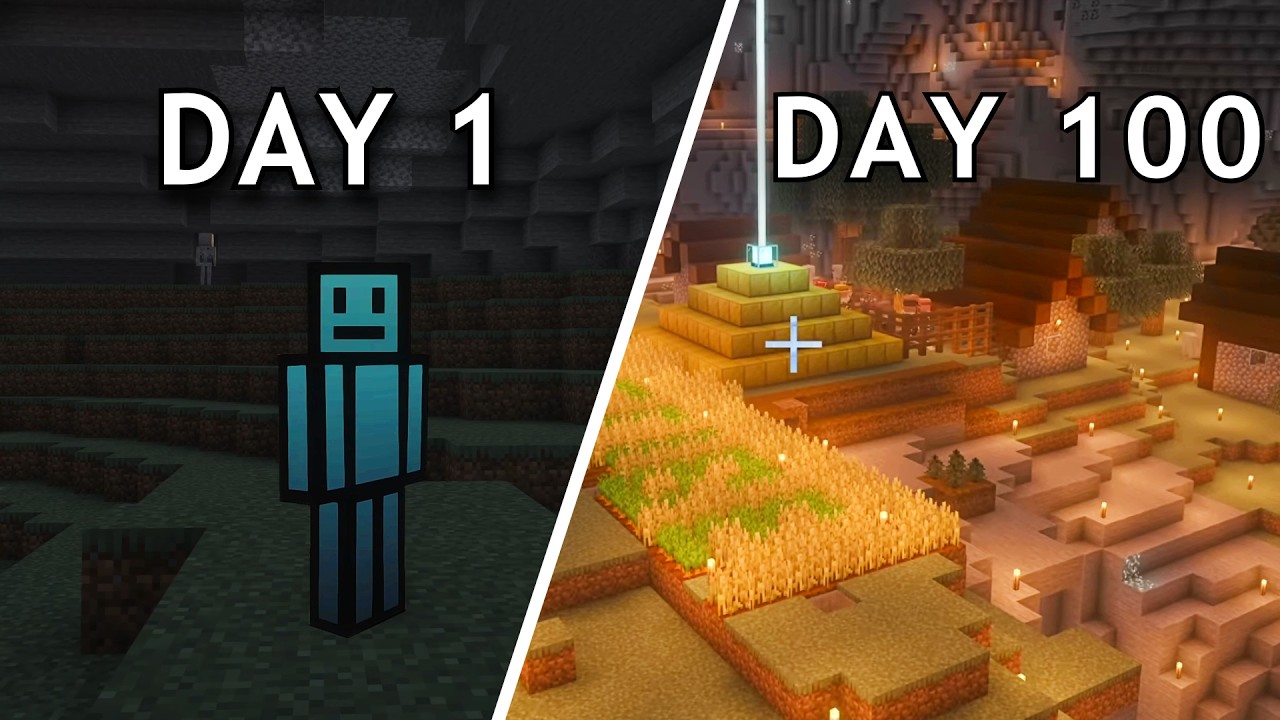I Survived 100 days in a CAVE ONLY world in Hardcore Minecraft