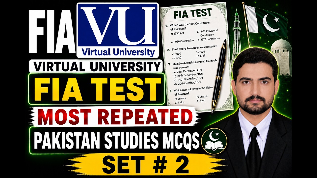 Virtual University FIA Recruitment Test &ndash; Pakistan Studies MCQs Assistant Sub Inspector 2