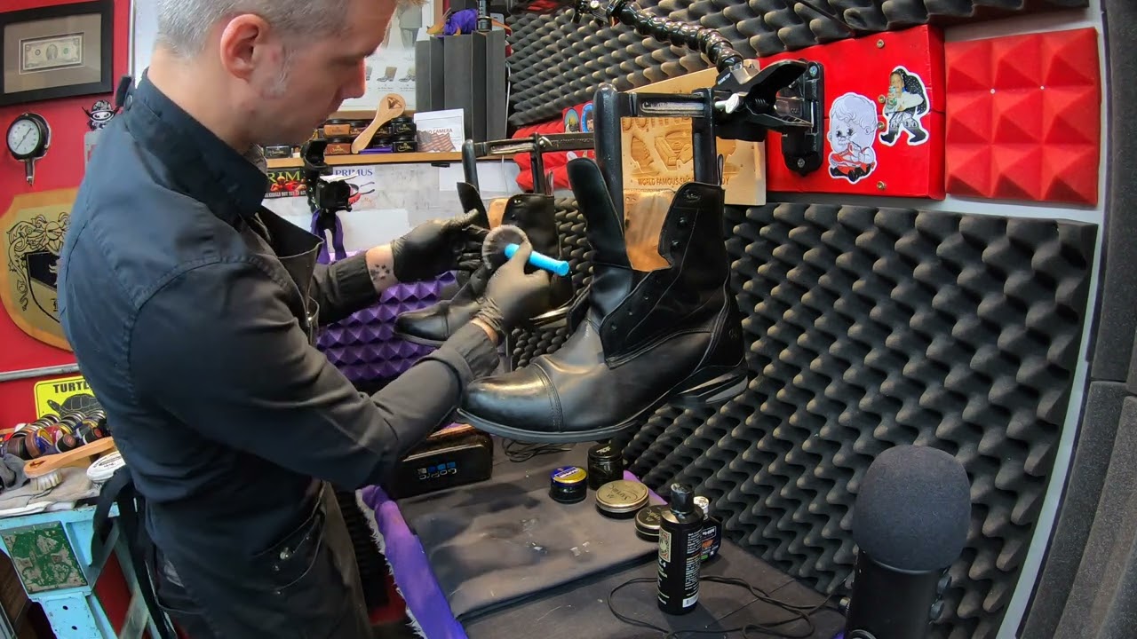 ASMR SHOE SHINE | Ariat Tactical Boots | dirty boots to inspection ready | Shoe Shine ASMR | 4K