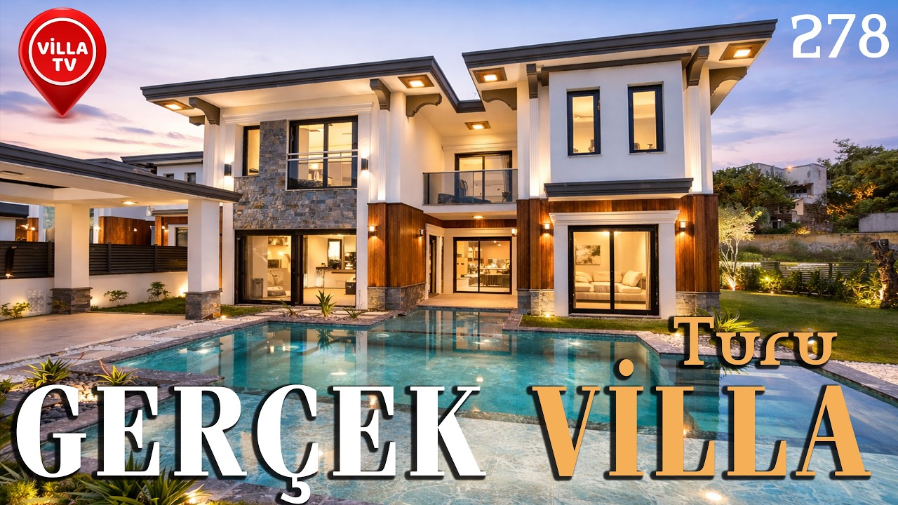 Реальный тур по вилле — Современный дом с видом на море в Кушадасы на продажу