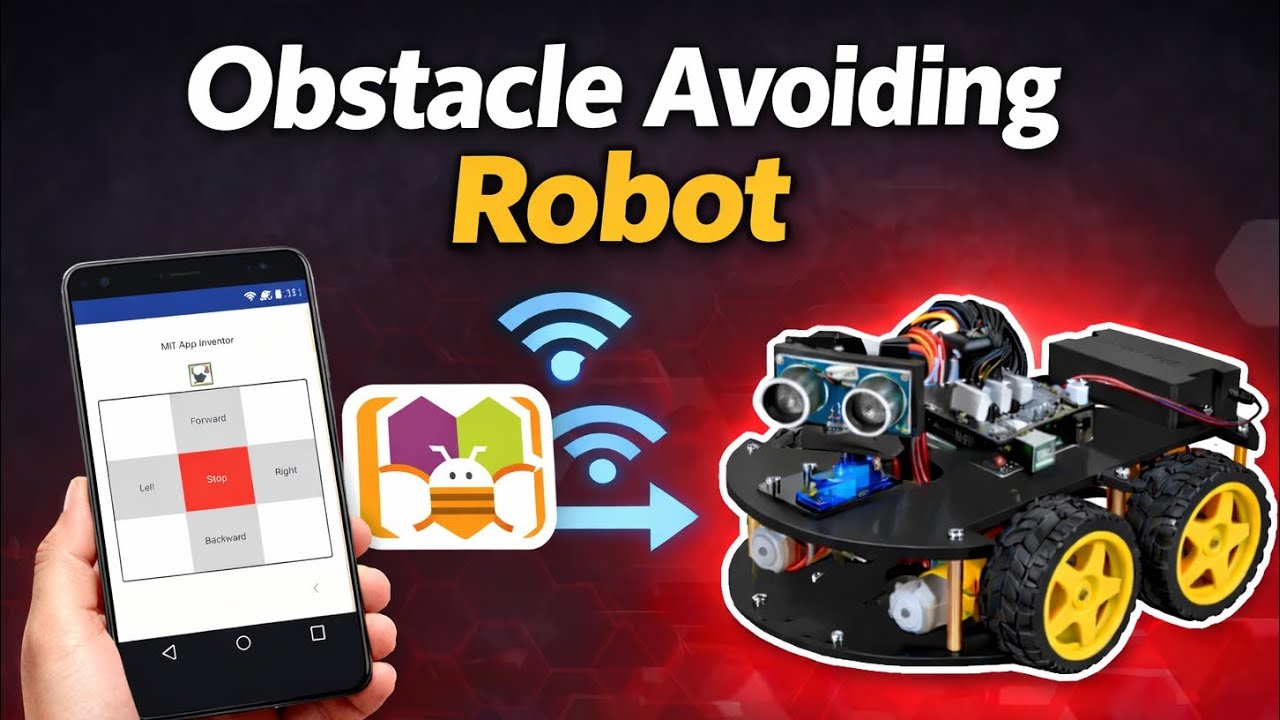 Obstacle Avoiding Rebot with Ros 2, Node-RED, Firebase & Mit App Inventor @manalsabki5263 