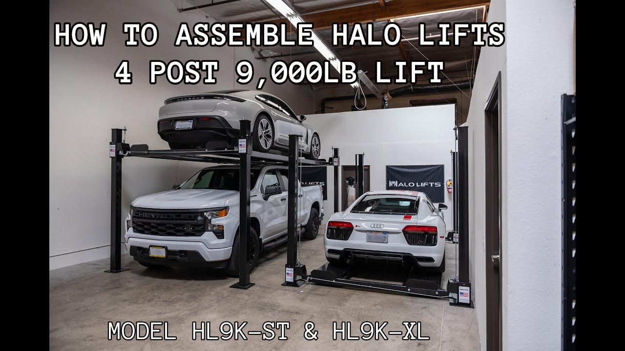 HOW TO DYI INSTALL A 4 POST CAR LIFT - HALO LIFTS 4 POST 9,000 LB CAR LIFT MODEL#  HL9K-ST & HL9K-XL