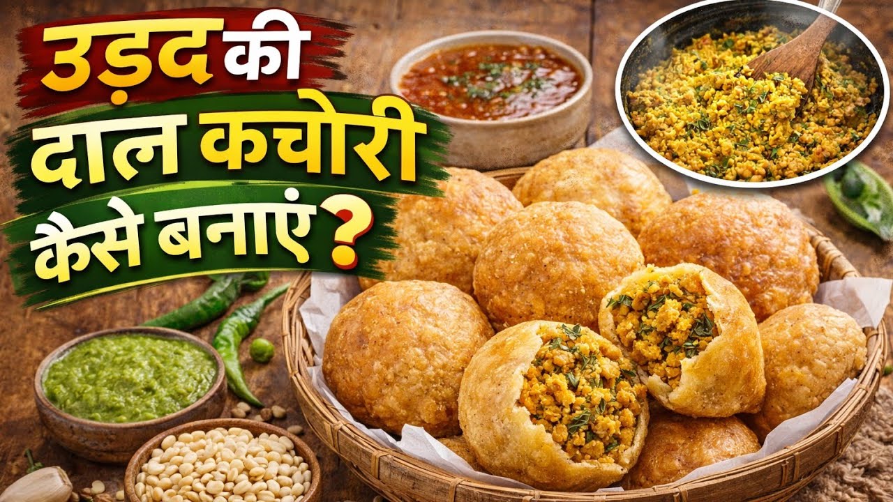 मैदा और उड़द की दाल की कचौरी।