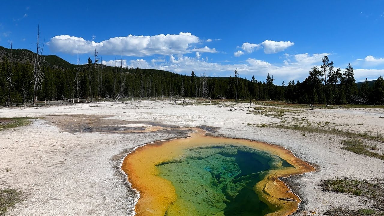 Geyser Basin & Mystic Falls at Yellowstone NP - 4K -