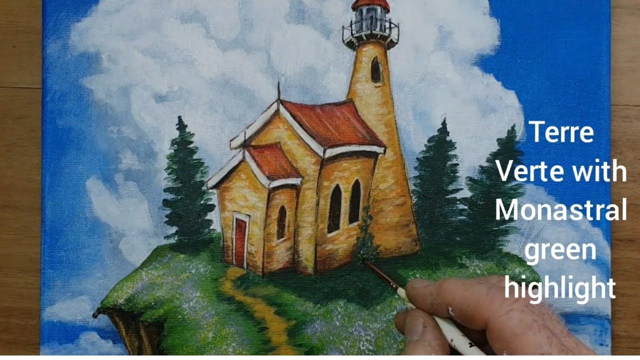 How To Paint a Quaint Naive Style Lighthouse in Acrylics