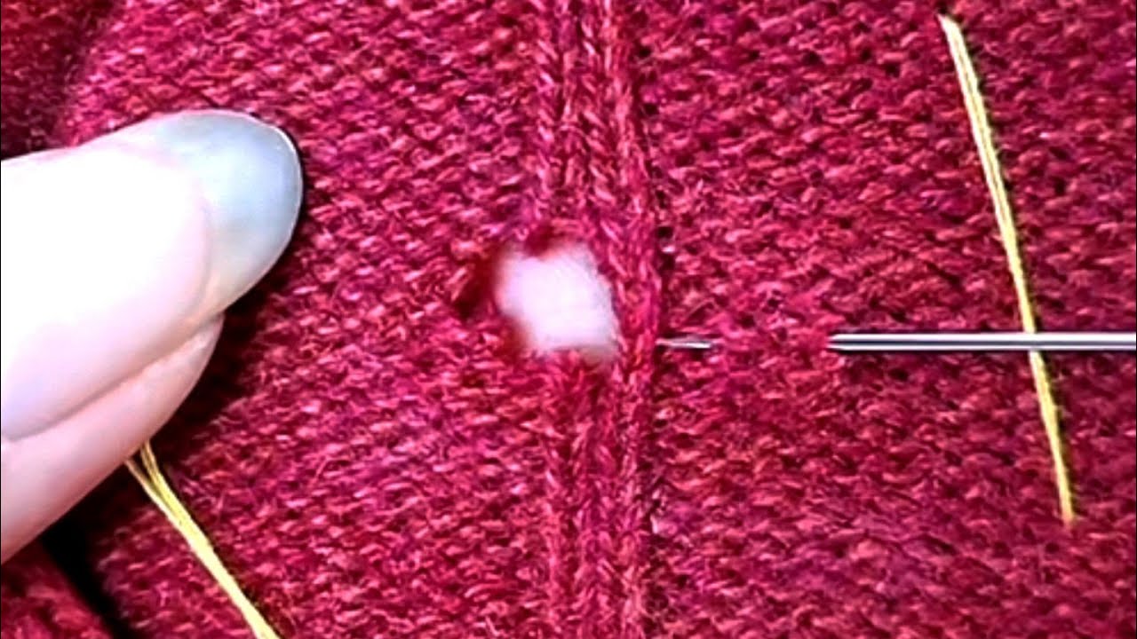 How to Perfectly Repair holes in Knitted Sweaters  - Plain Stitch and Purl Stitch