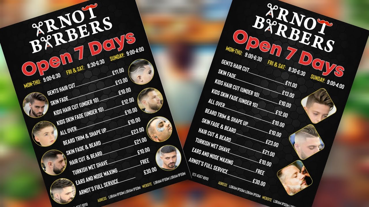 💈 Modern Barber & Salon Menu Design 2026 | Stylish Price List Templates