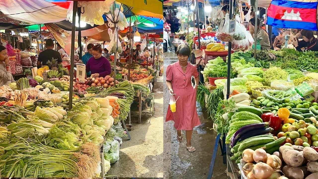 Local Life at Chhouk Meas Market Phnom Penh | Cambodian Fresh Food Market Walking Tour
