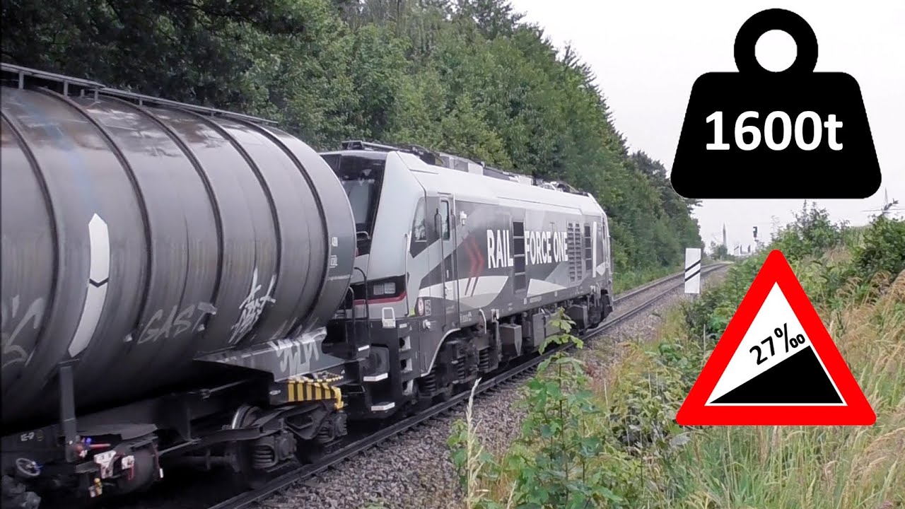 Dieselpower extrem - Eurodual mit 1600t Kesselzug am Haken die Rampe hoch, RFO BR159 nach Wacker 