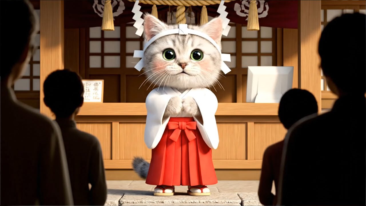 開運招福!!神社で巫女さん体験...ねこの一日に密着🐱⛩️