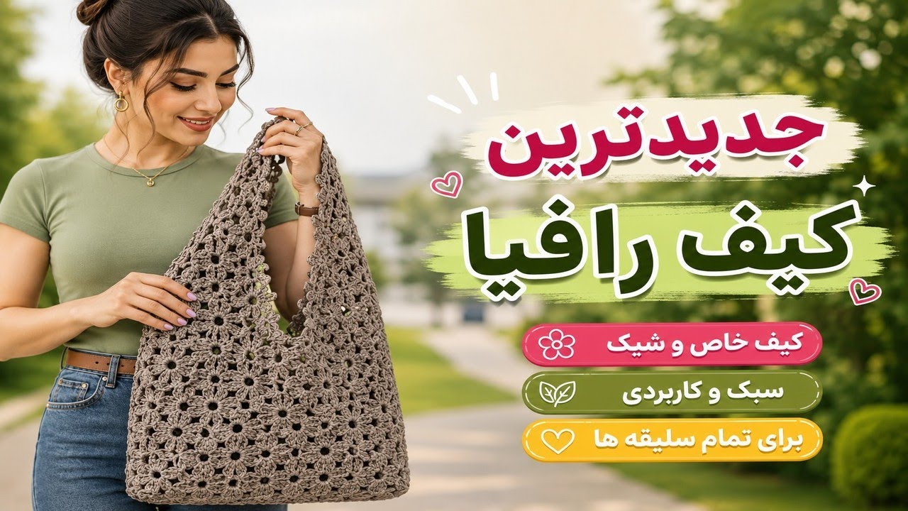 #crochet #bag کیف رافیا / قابل بافت با نخ رافیا،کاغذی و معمولی