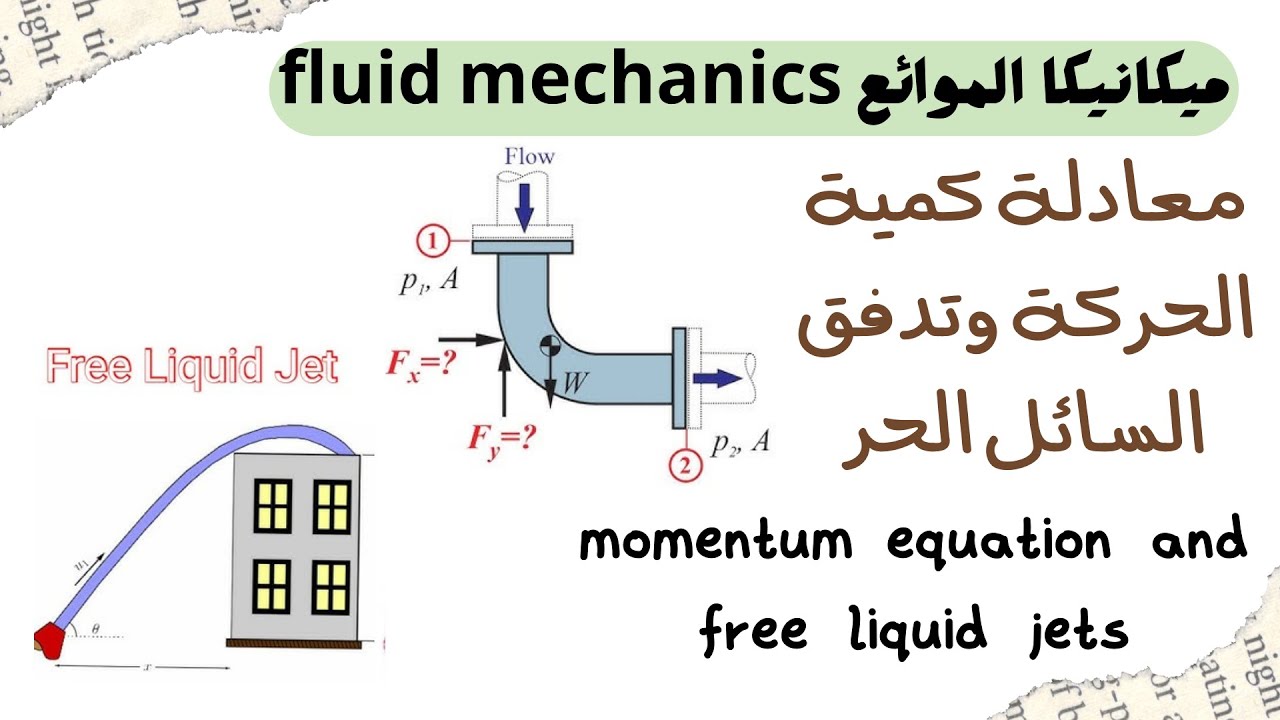معادلة كمية الحركة وتدفق السائل الحر momentum equation and free liquid jets