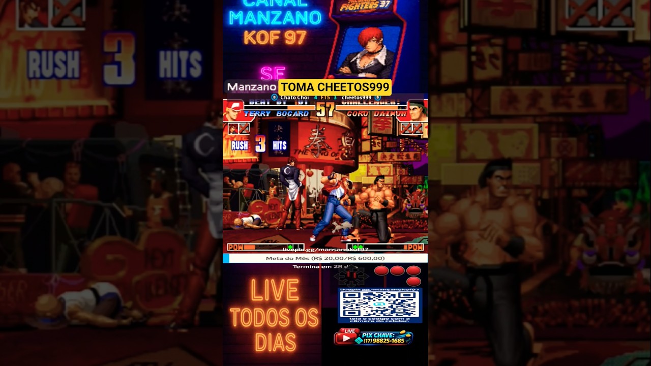 TOMA CHEETOS999 #kof97 #liveretr&ocirc; #retro #arcade #neogeo #snk #fliperama #jogos #gameplay #fightcade