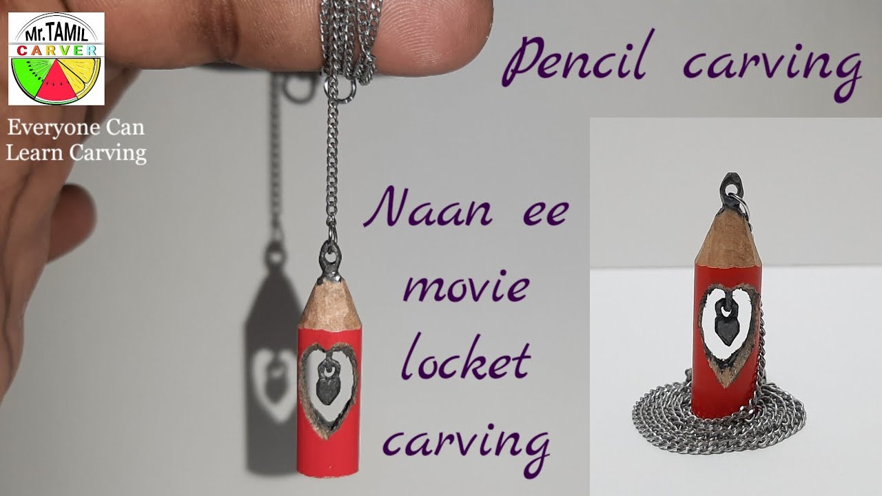 naan ee movie heart locket carving in tamil/pencil carving tutorial in tamil #carving #pencilcarving